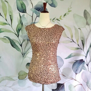 THE LIMITED | Vintage Sheer Sequin Top in Nude sz XS